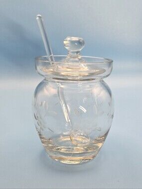 Vintage Princess House Herritage Condiment Jar With Lid & Spoon Crystal